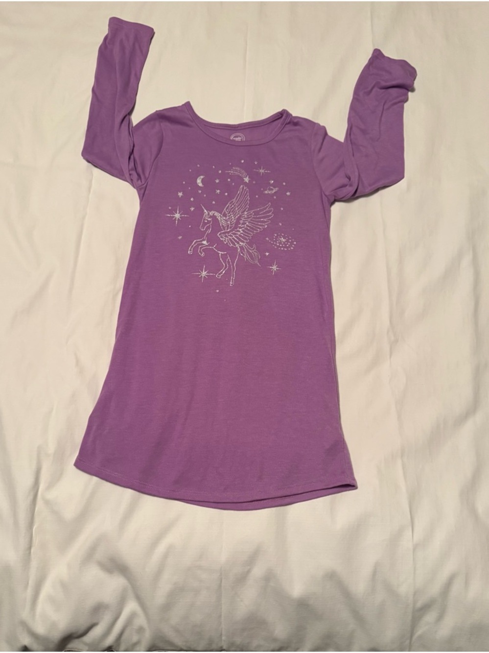 Wonder Nation Girls Purple Unicorn Pegasus Nightgown, Size S (6-6X)